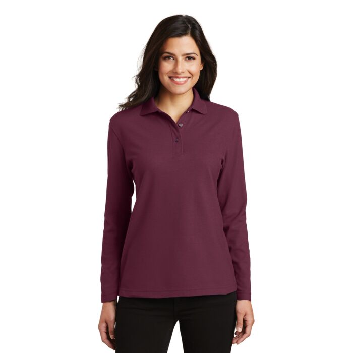 Women's Silk Touch Long Sleeve Polo Thumbnail
