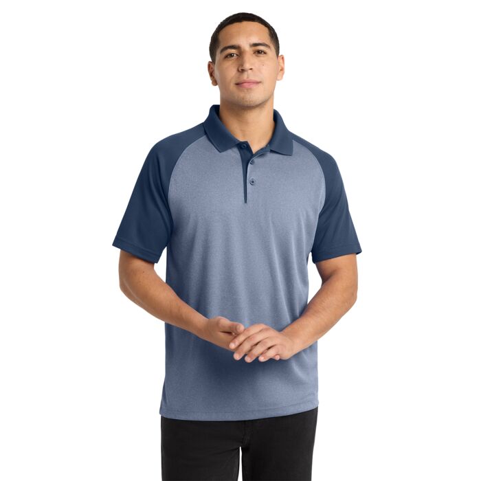 Adult RacerMesh Raglan Heather Block Polo Thumbnail